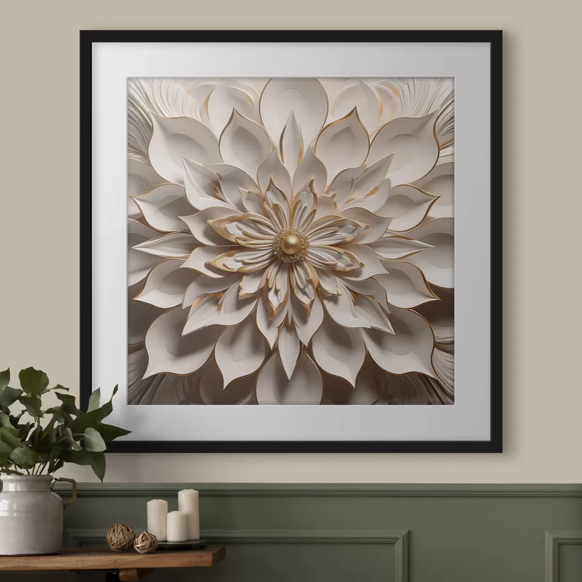 Poster Dahlia royal rehaussé de touches ambrées f50401