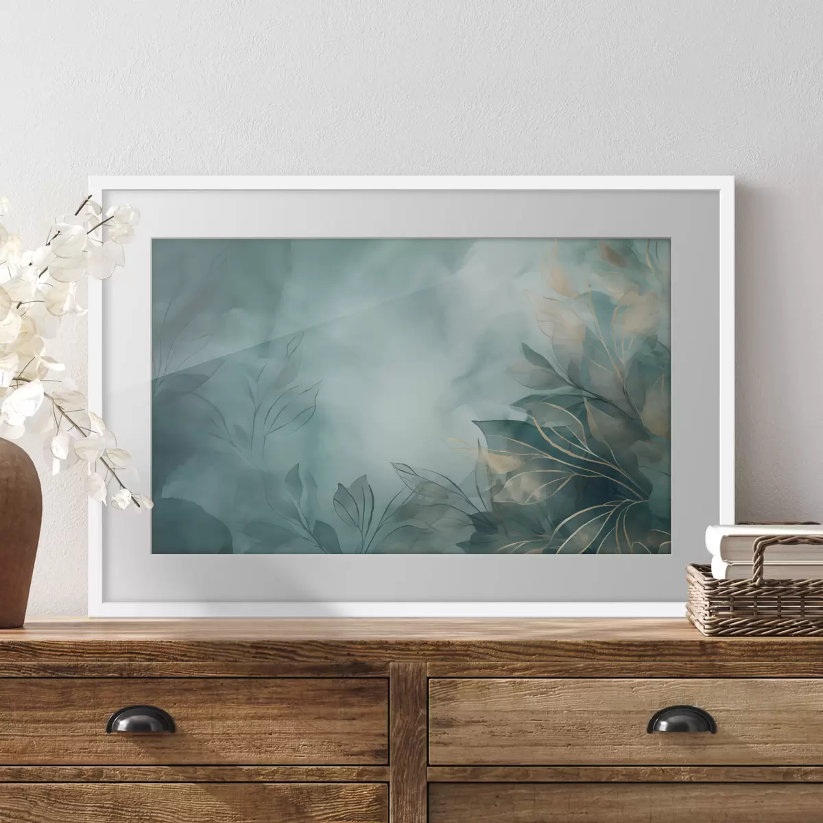 Poster Brume aquarelle turquoise f50404