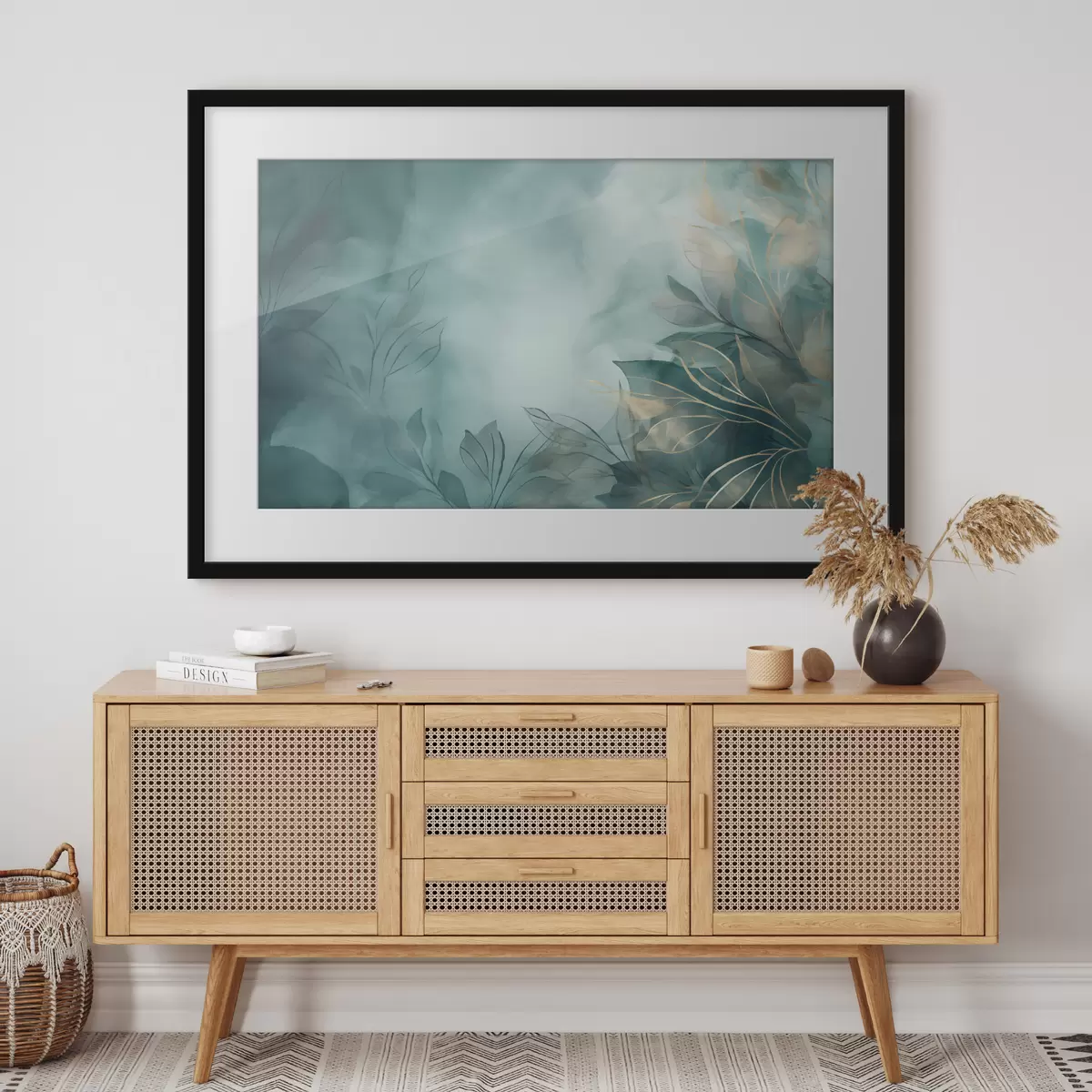 Poster Brume aquarelle turquoise f50404