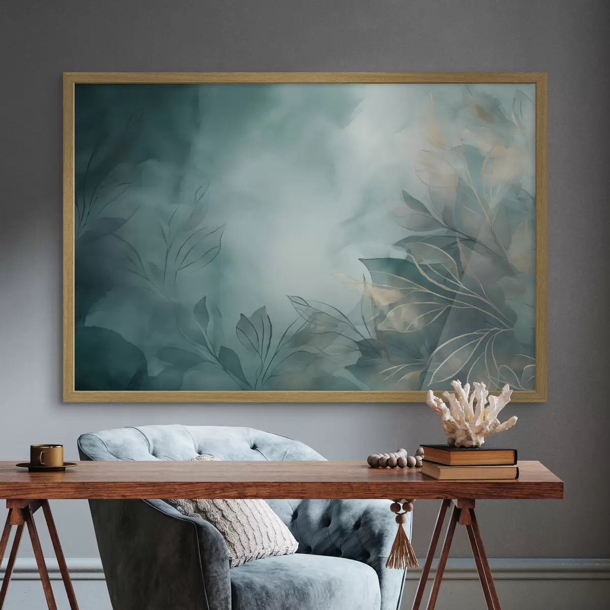 Poster Brume aquarelle turquoise f50404