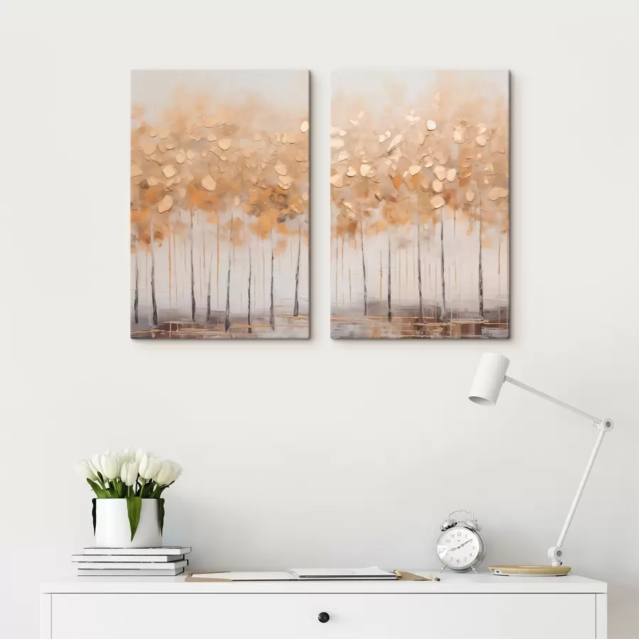 Tableau Forêt de bouleaux en automne m30901