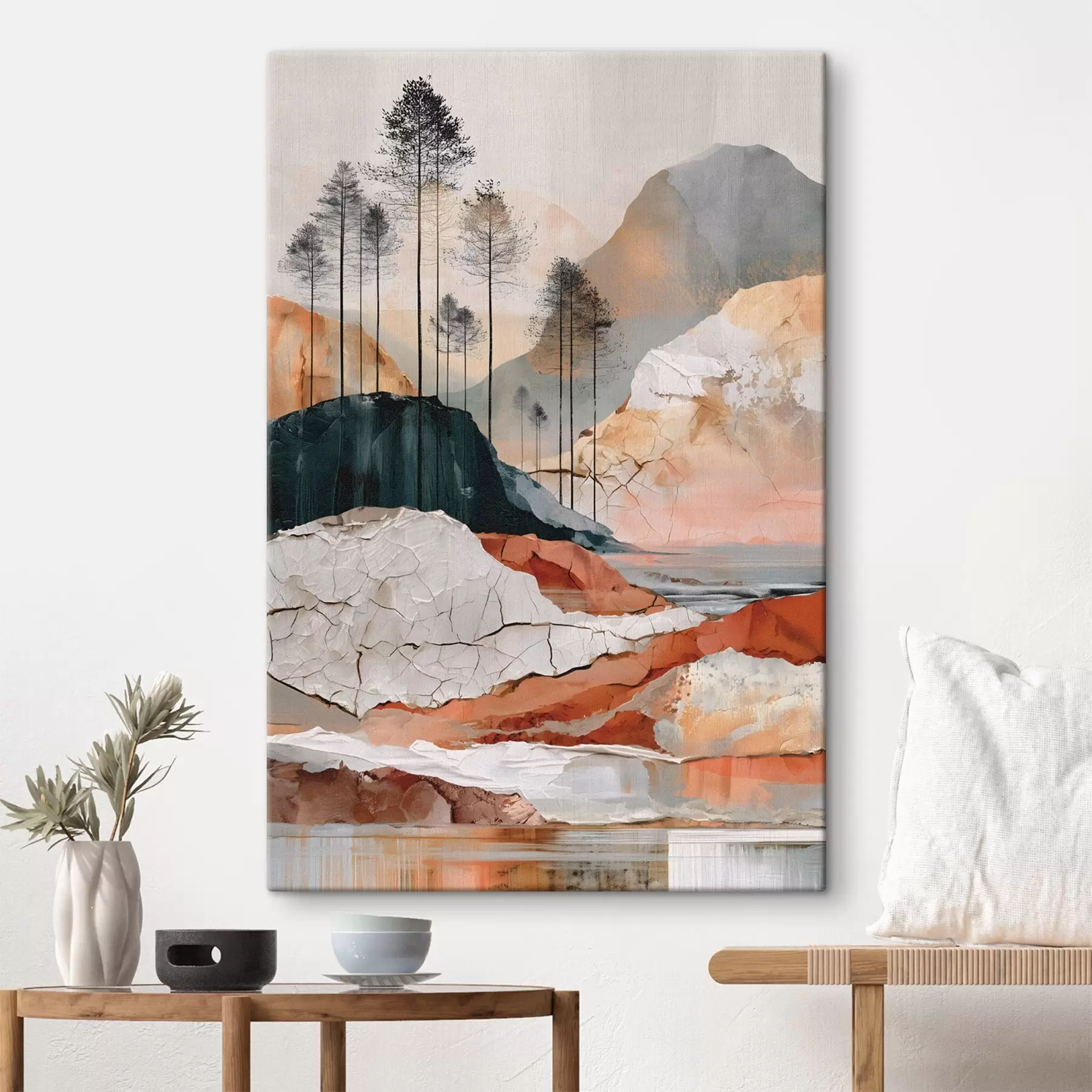 Tableau Un paysage abstrait texturé avec des arbres s50475