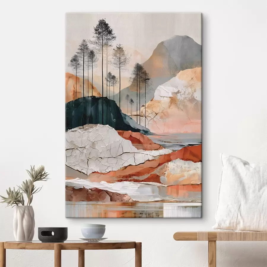 Tableau Un paysage abstrait texturé avec des arbres s50475