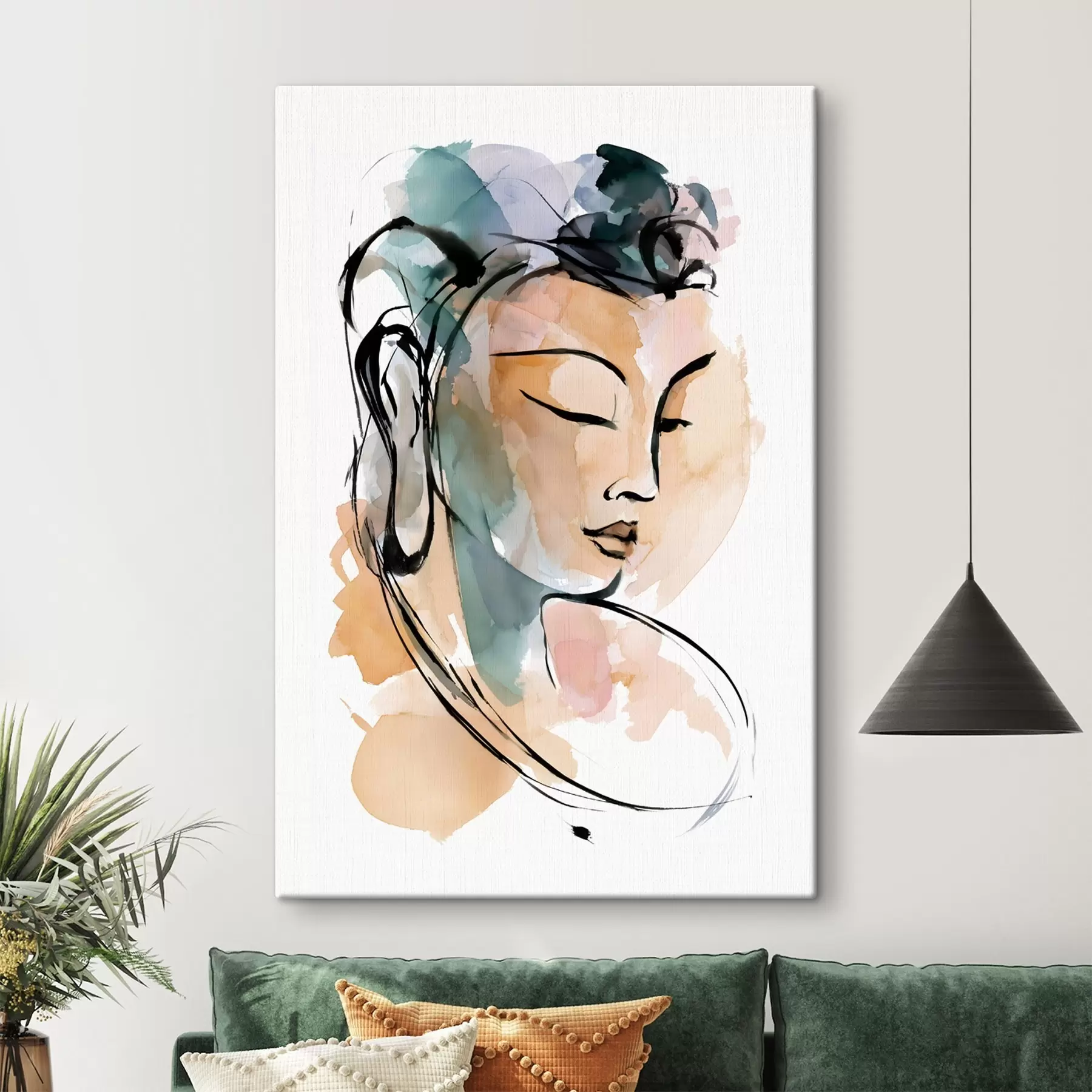 Tableau Un dessin représentant le Bouddha, dans un style aquarelle s50481