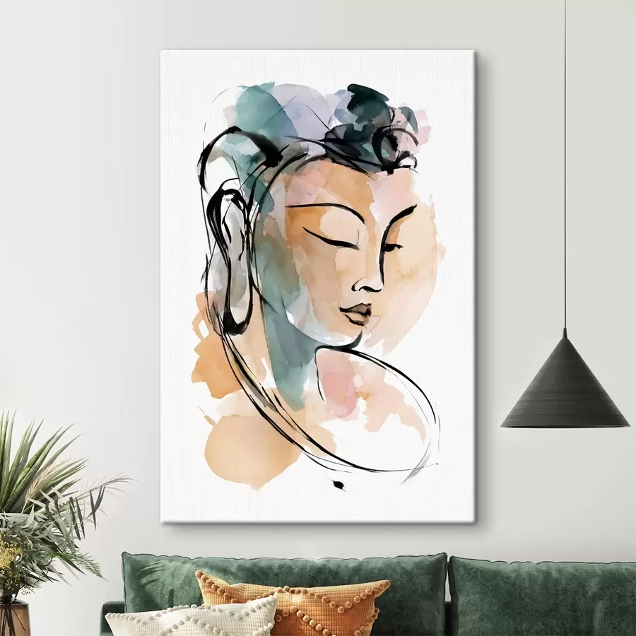 Tableau Un dessin représentant le Bouddha, dans un style aquarelle s50481