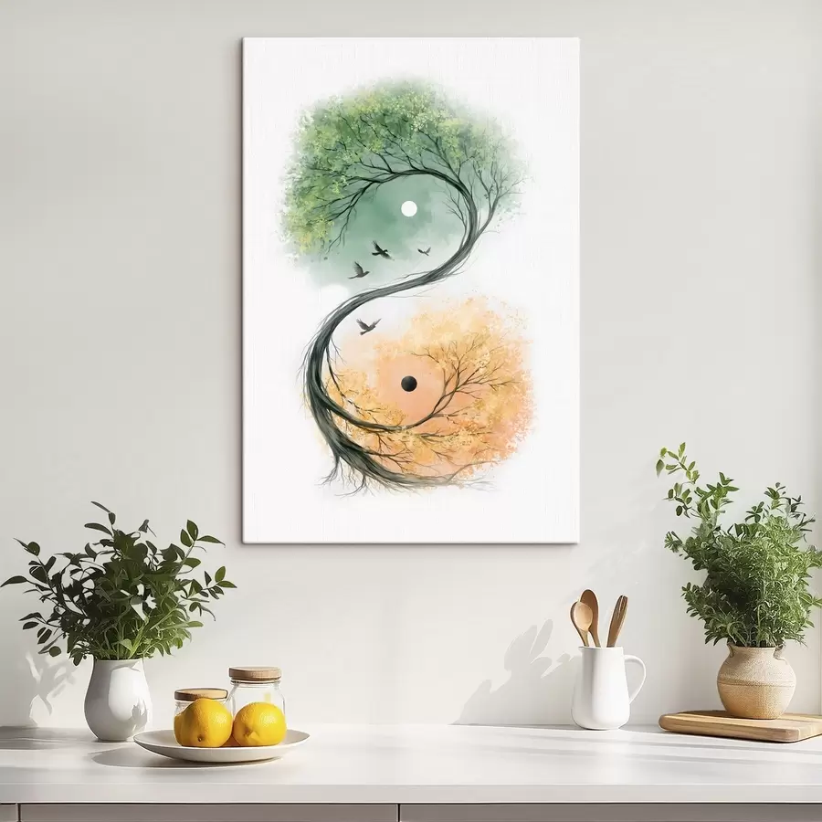 Tableau Un arbre dont la forme rappelle celle du symbole du Yin-Yang s50482