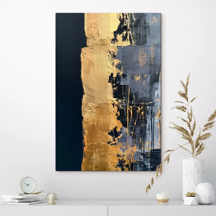 Tableau Une peinture abstraite représentant une bande et des coups de pinceau simulés s50486
