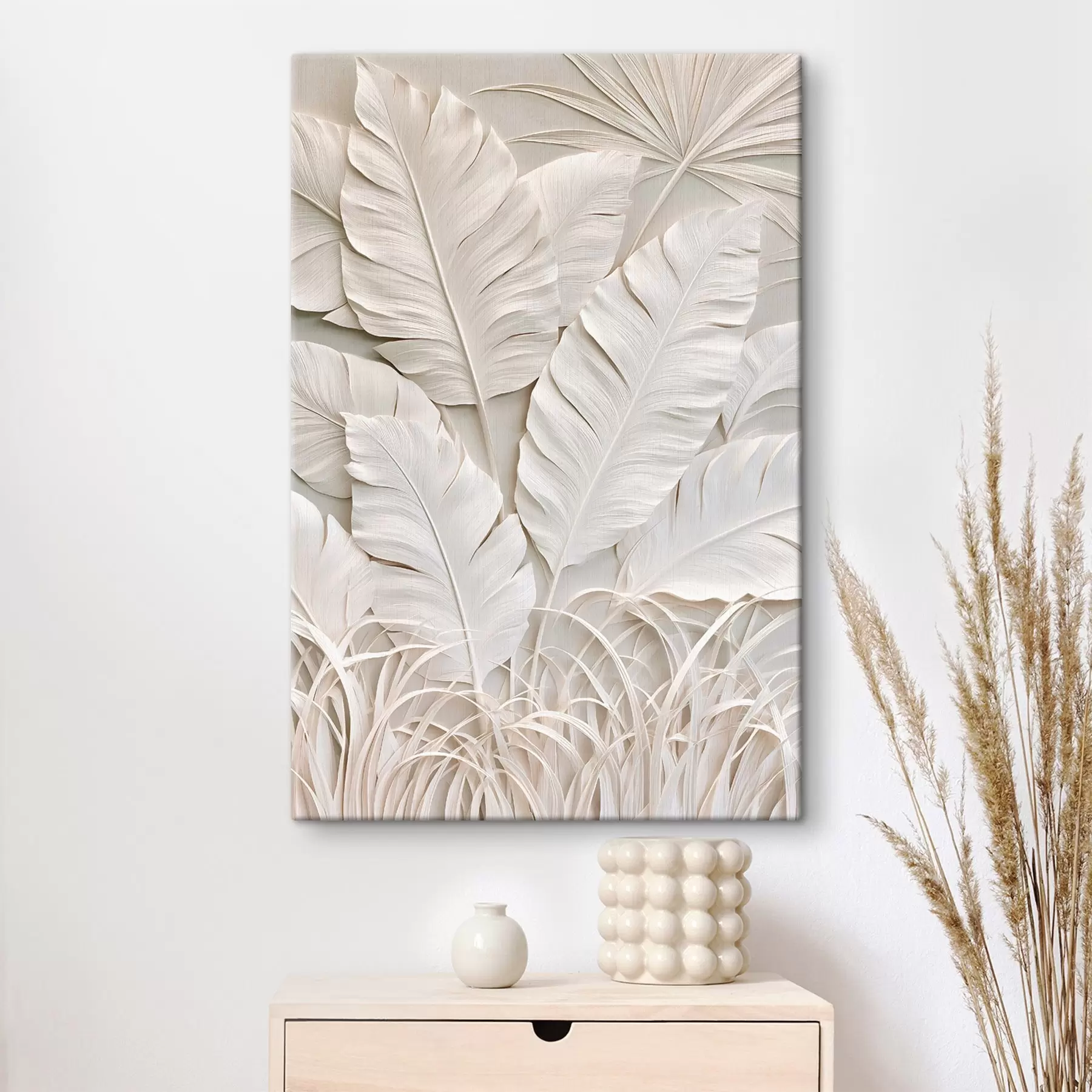 Tableau Feuilles tropicales en bas-relief s50513