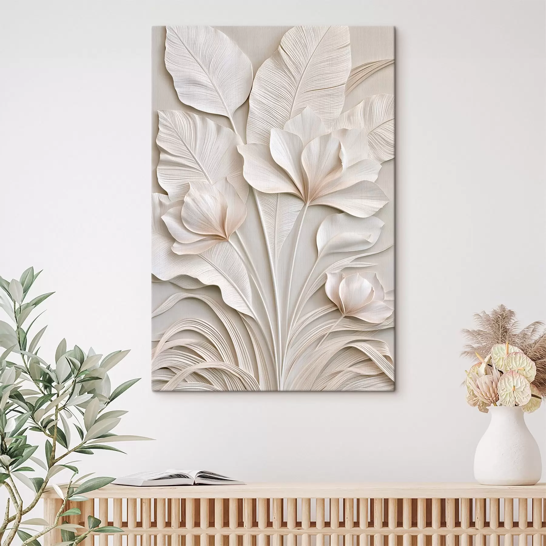 Tableau Fleurs tropicales en bas-relief s50515