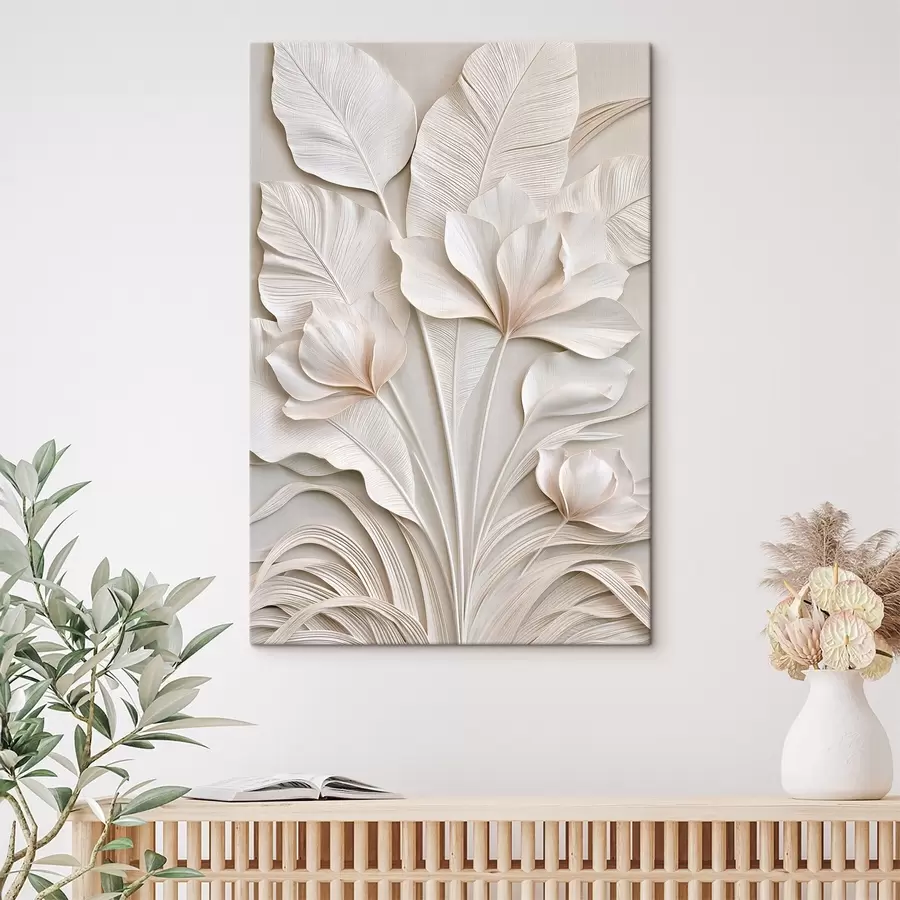 Tableau Fleurs tropicales en bas-relief s50515
