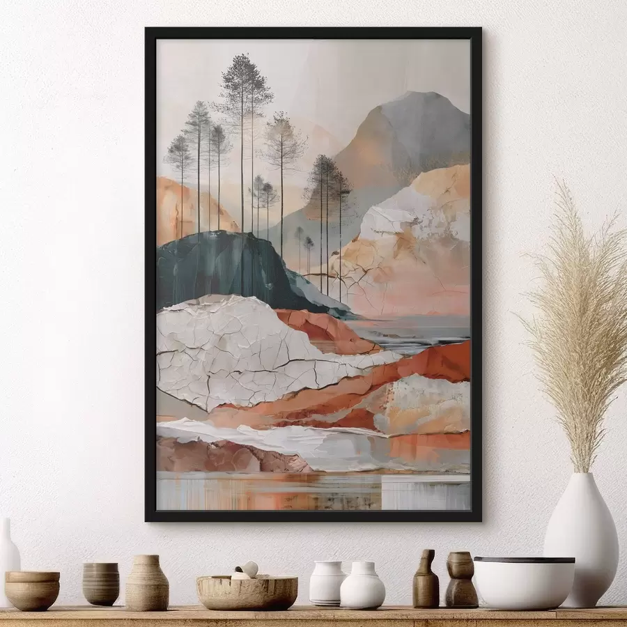 Papier peint Un paysage abstrait texturé avec des arbres f50475