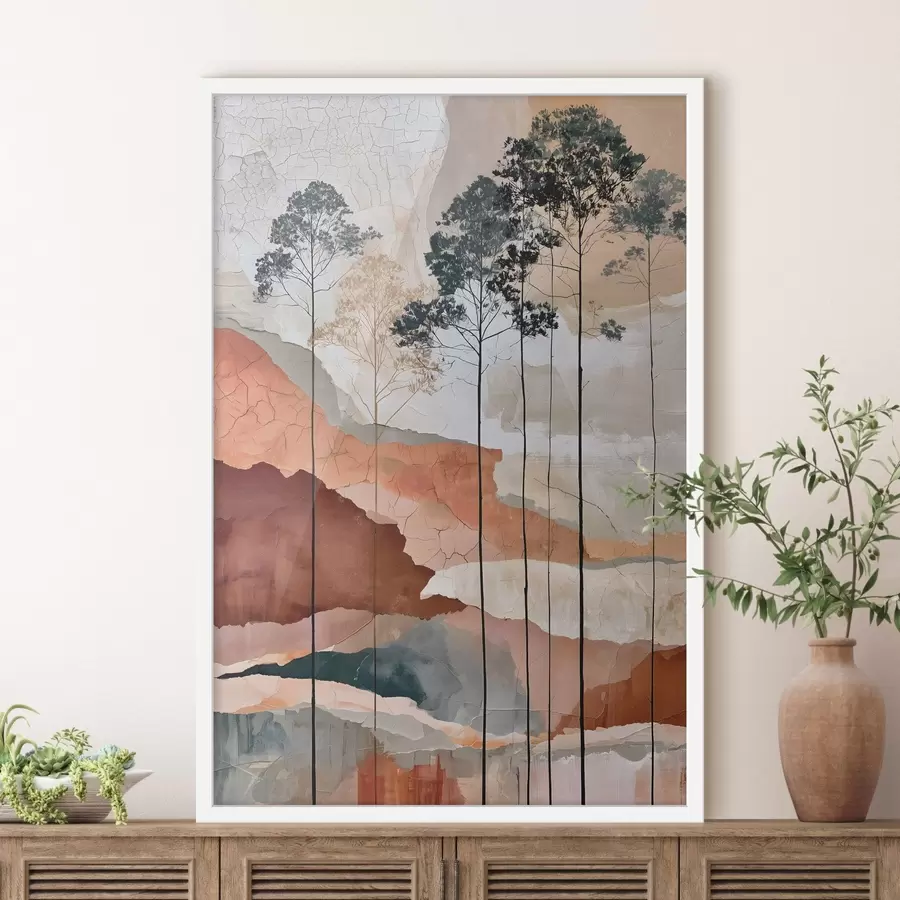Papier peint Un paysage abstrait texturé avec des arbres f50476