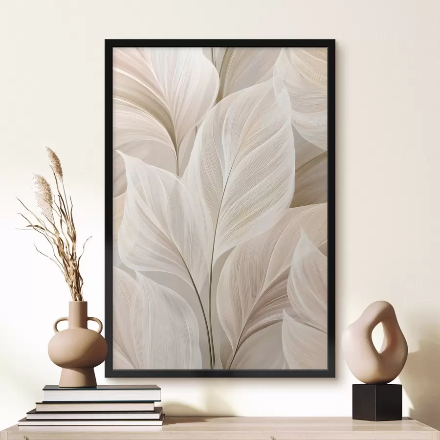 Papier peint Feuilles délicates dans des tons de beige f50477