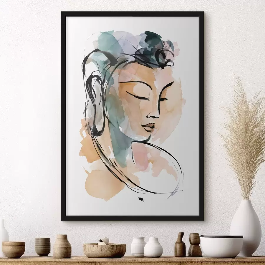 Papier peint Un dessin représentant le Bouddha, dans un style aquarelle f50481
