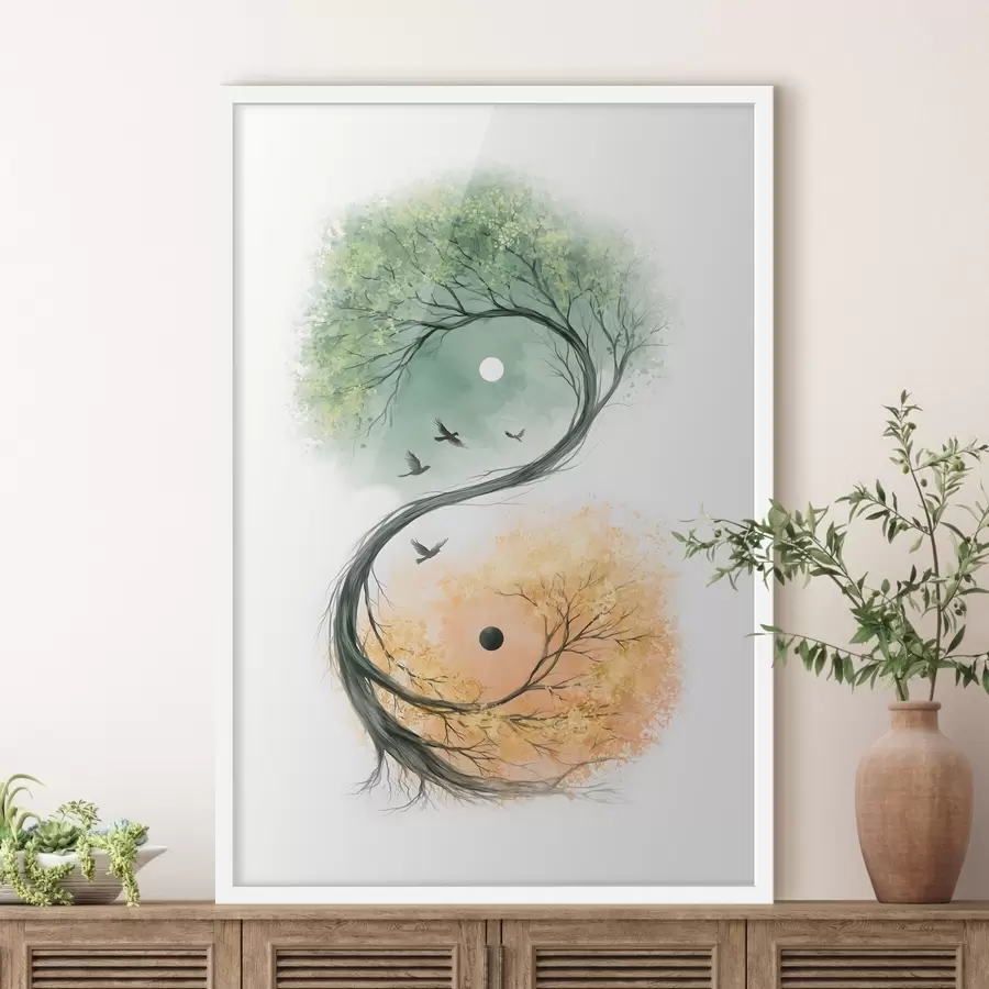 Papier peint Un arbre dont la forme rappelle celle du symbole du Yin-Yang f50482