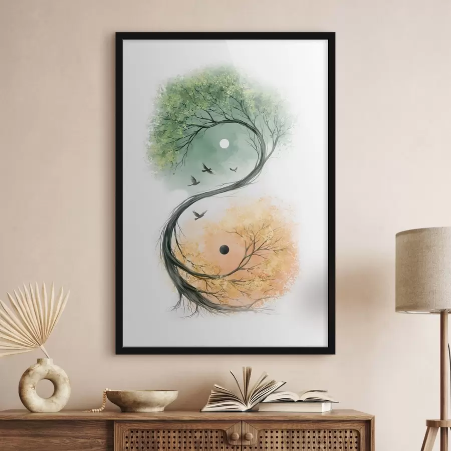 Papier peint Un arbre dont la forme rappelle celle du symbole du Yin-Yang f50482