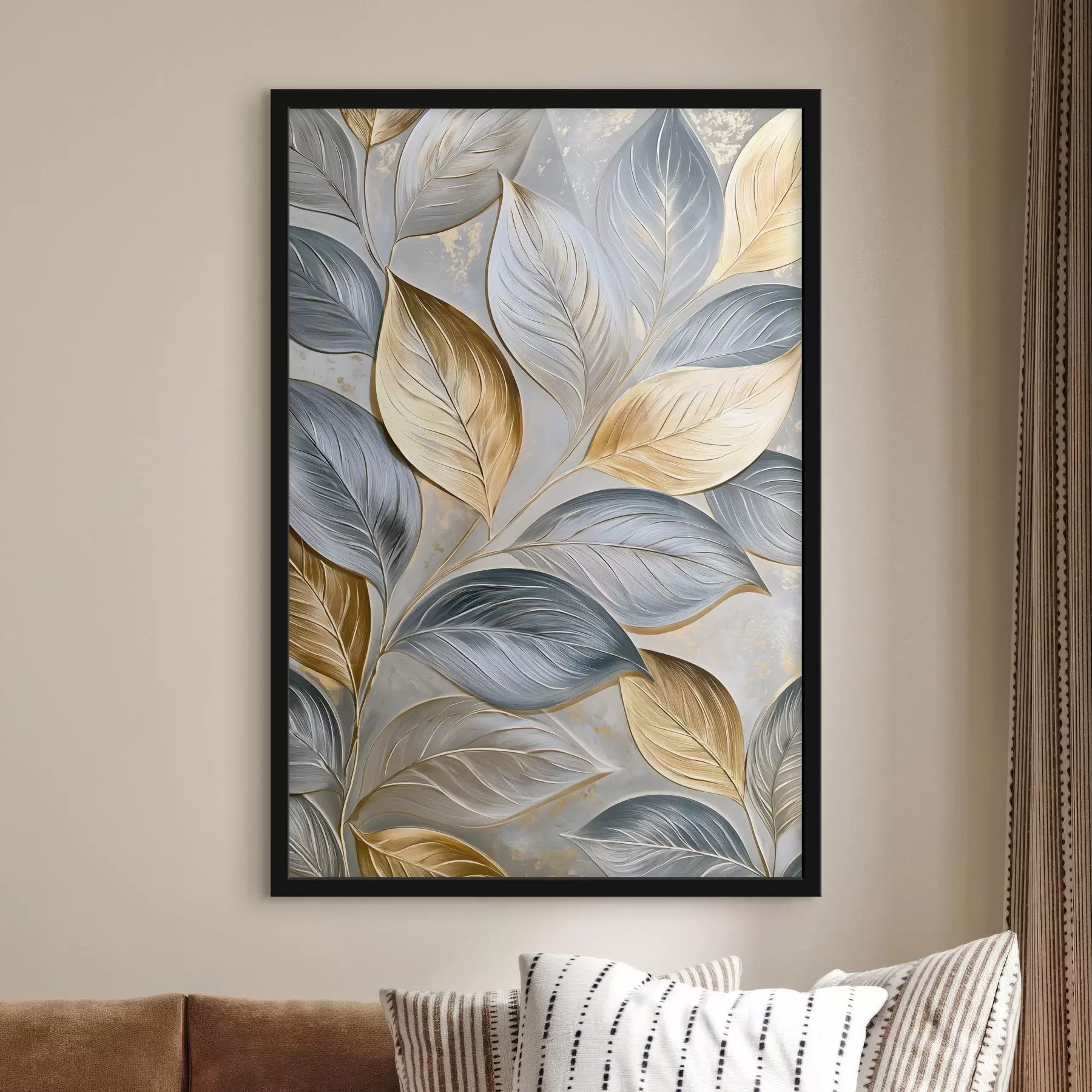 Papier peint Feuilles pittoresques dans un style de peinture à l'huile f50483