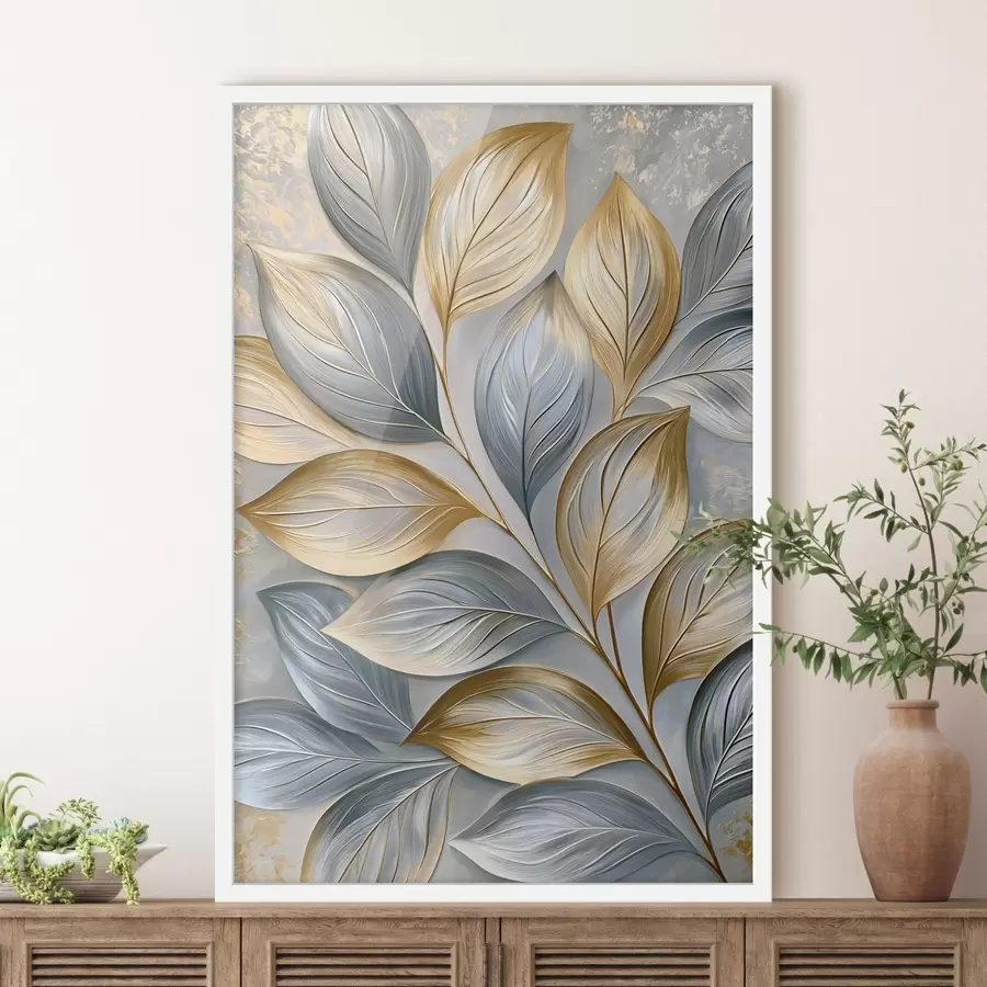 Papier peint Feuilles pittoresques dans un style de peinture à l'huile f50484