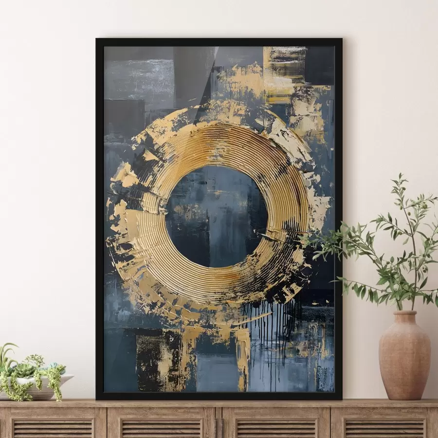 Papier peint Une peinture abstraite représentant un cercle et des coups de pinceau simulés f50485