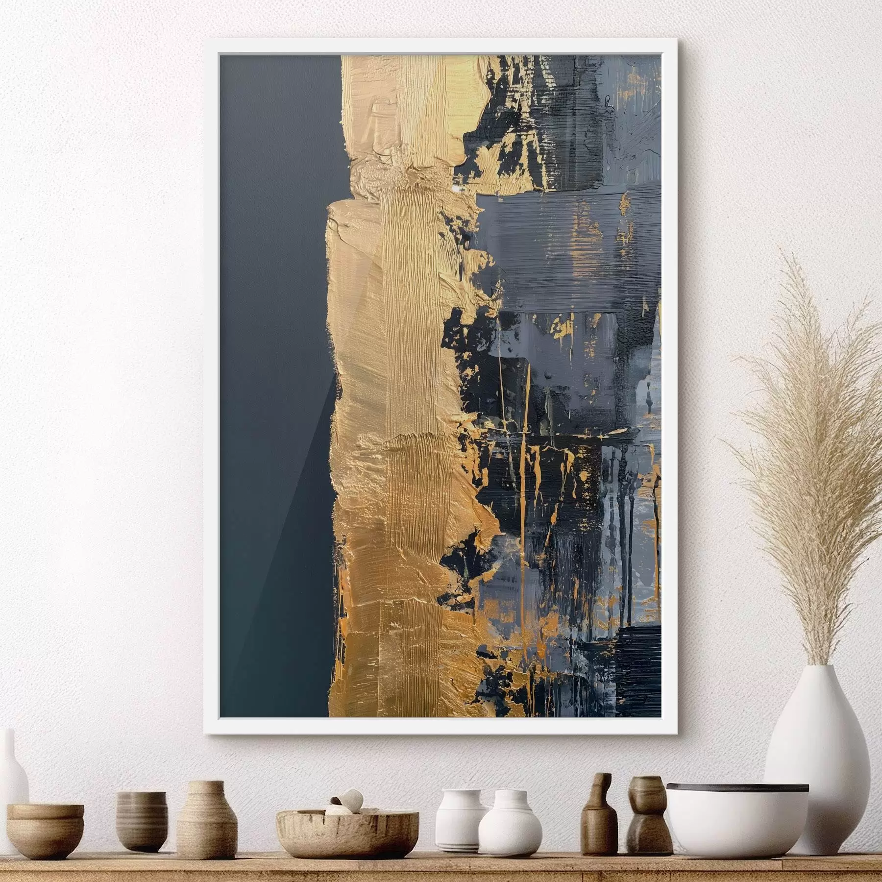 Papier peint Une peinture abstraite représentant une bande et des coups de pinceau simulés f50486