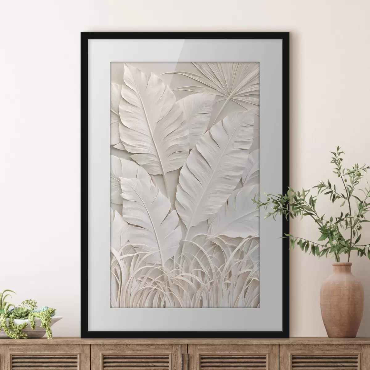 Poster Feuilles tropicales en bas-relief f50513