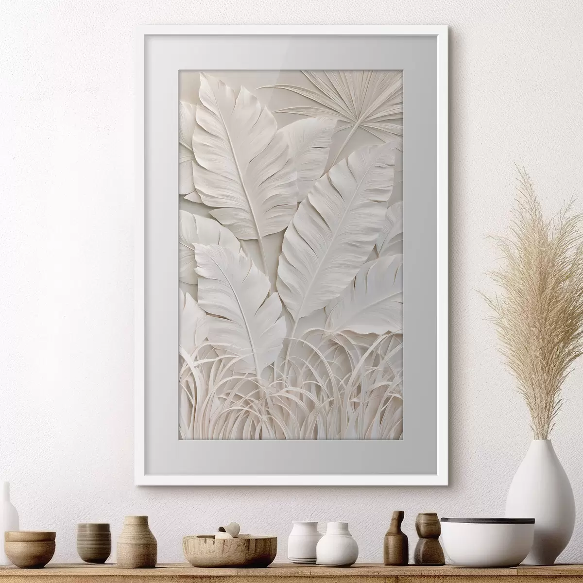 Poster Feuilles tropicales en bas-relief f50513