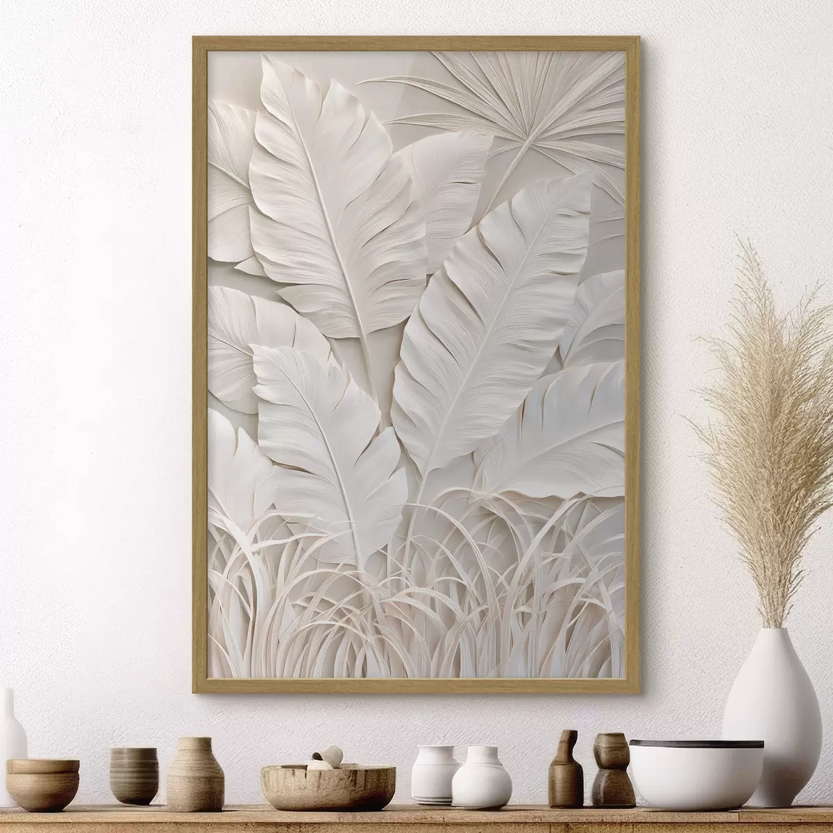 Poster Feuilles tropicales en bas-relief f50513