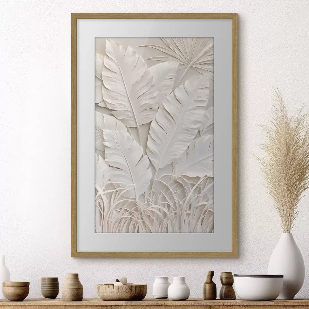 Poster Feuilles tropicales en bas-relief f50513