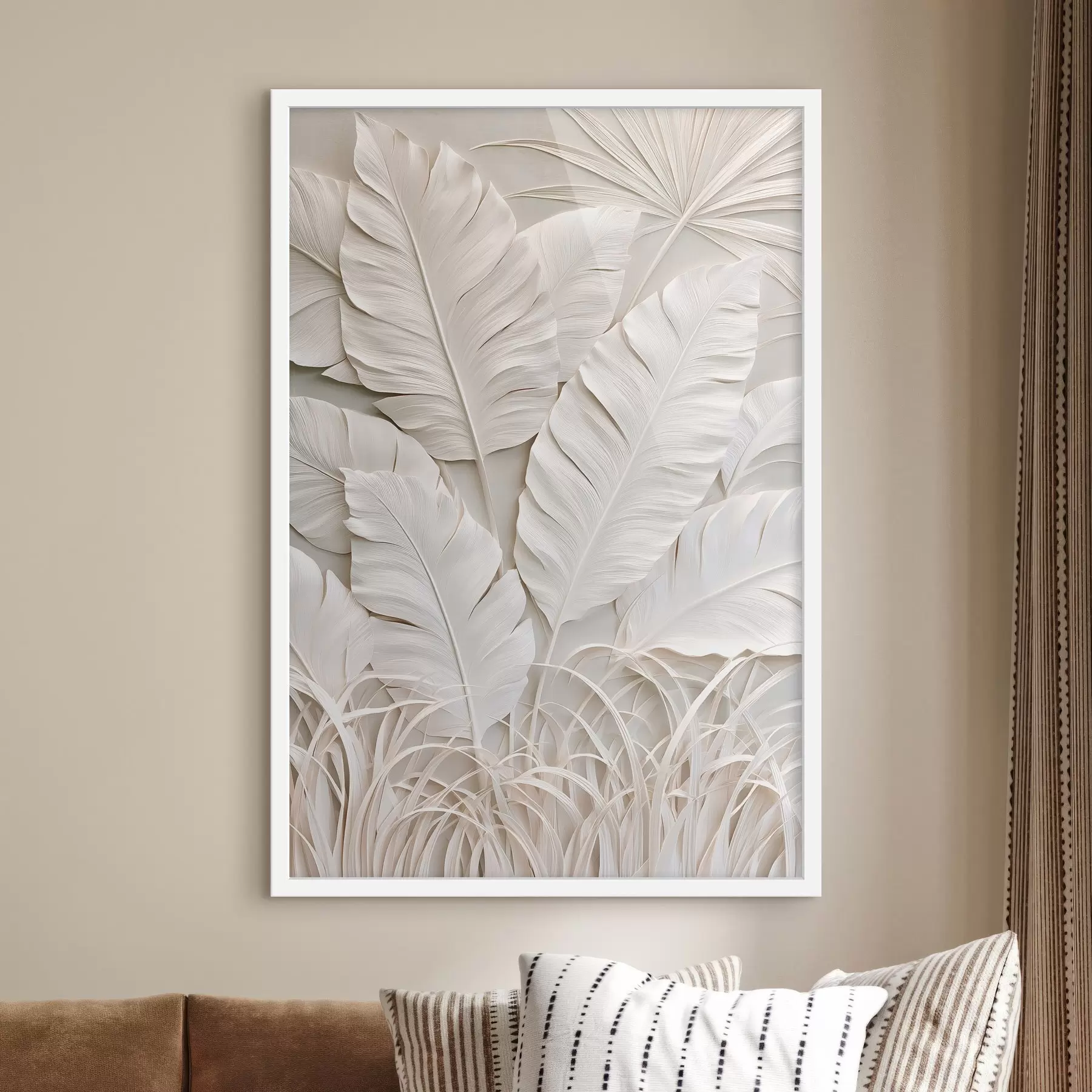 Papier peint Feuilles tropicales en bas-relief f50513