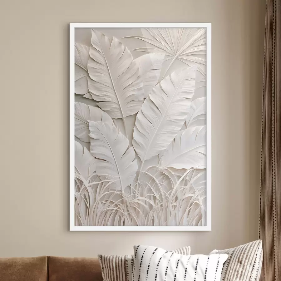 Papier peint Feuilles tropicales en bas-relief f50513
