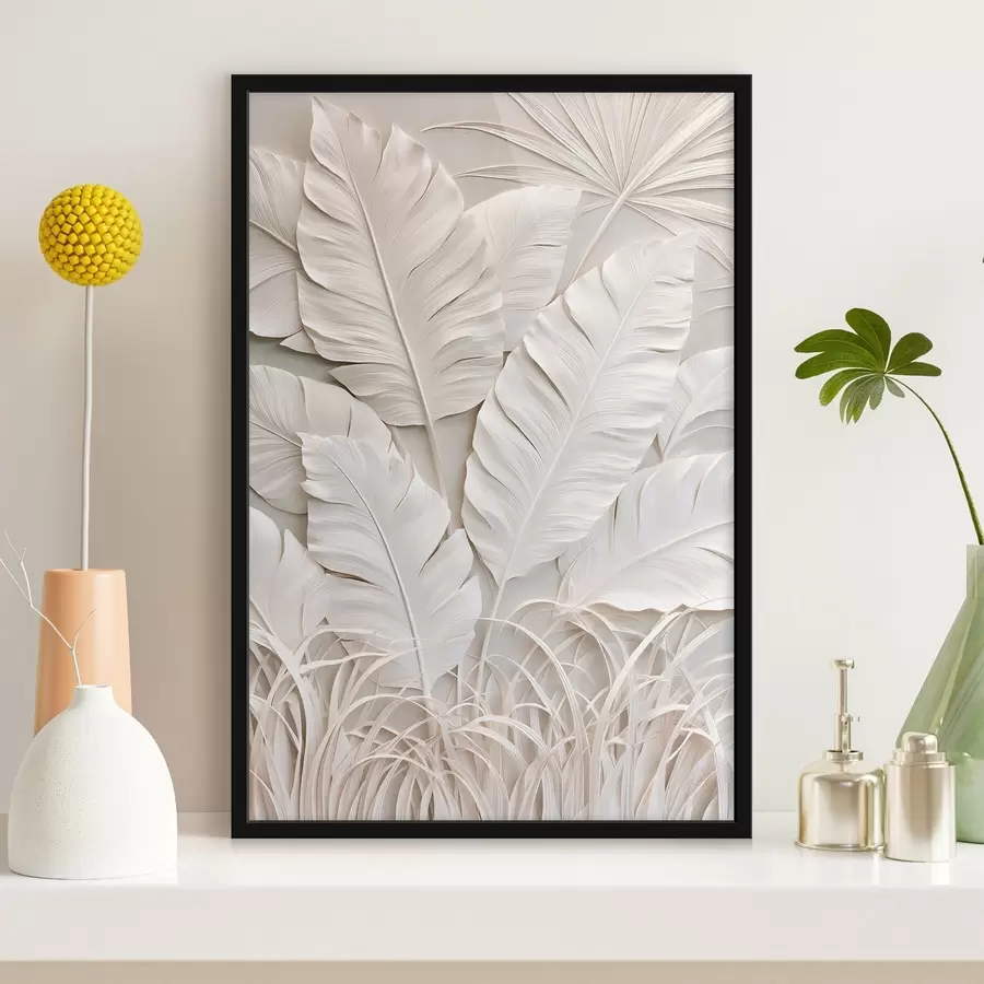 Papier peint Feuilles tropicales en bas-relief f50513