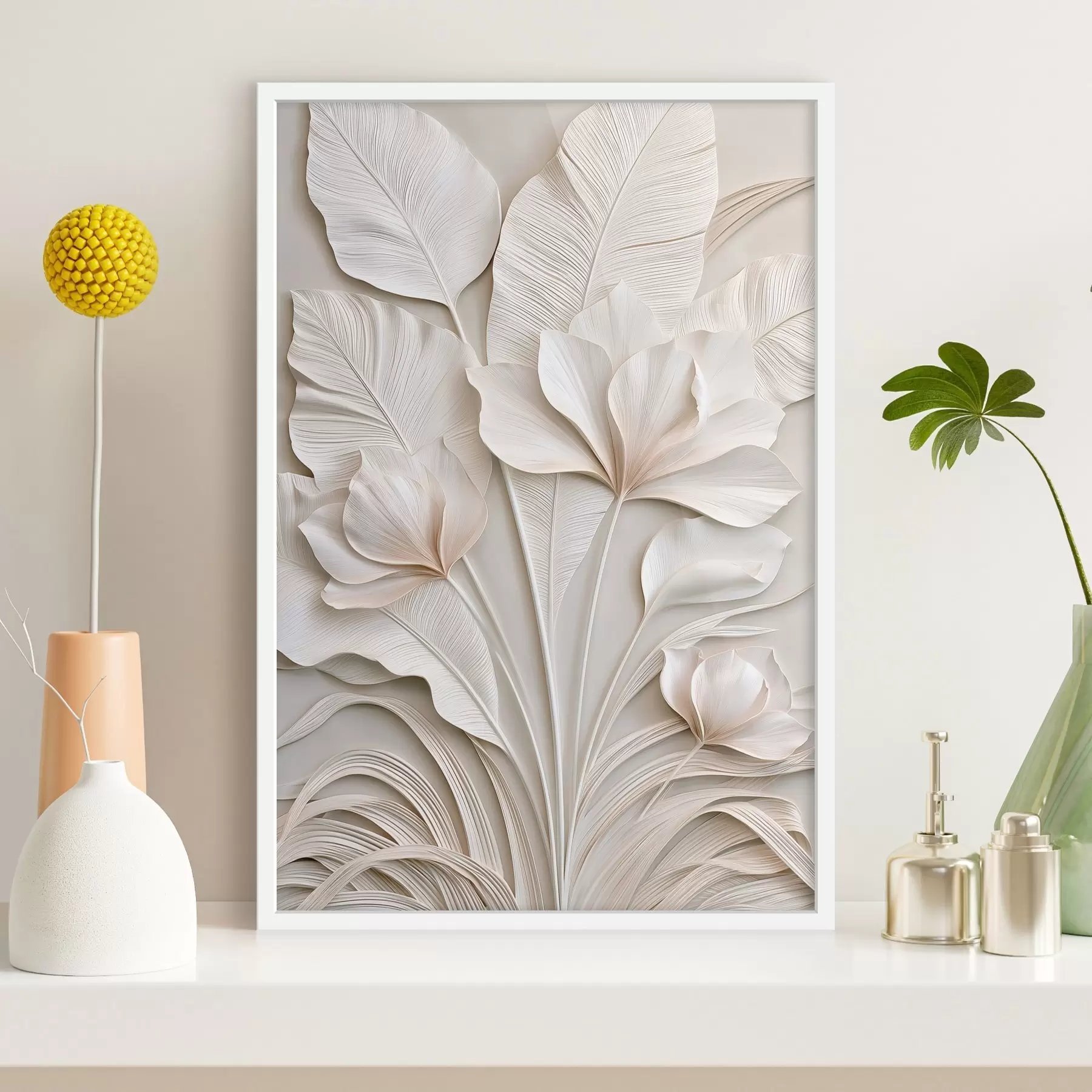 Papier peint Fleurs tropicales en bas-relief f50515