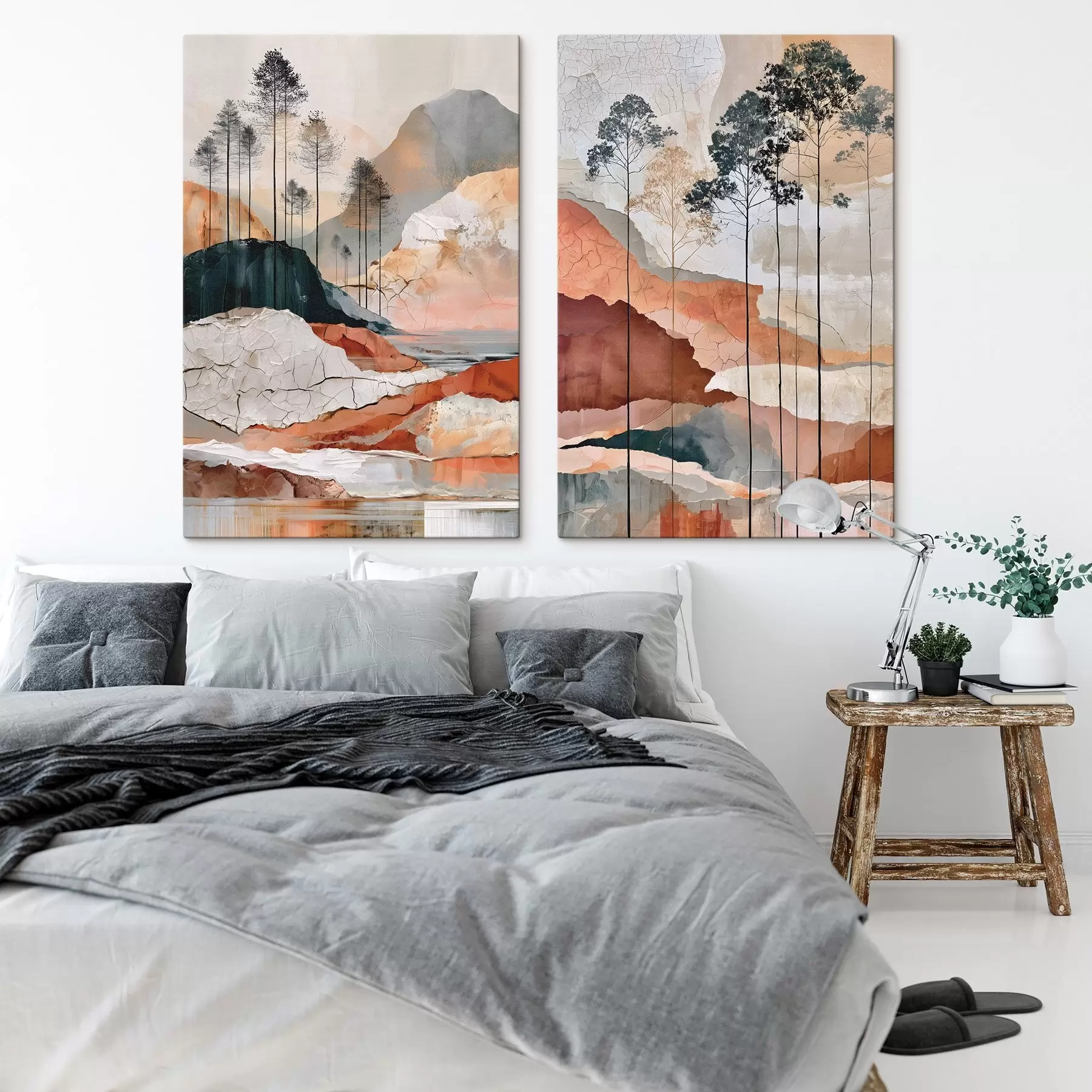 Tableau Un paysage abstrait texturé avec des arbres m30926