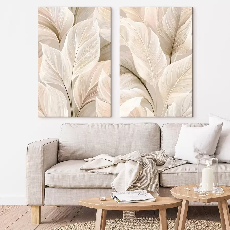 Tableau Feuilles délicates dans des tons de beige m30927