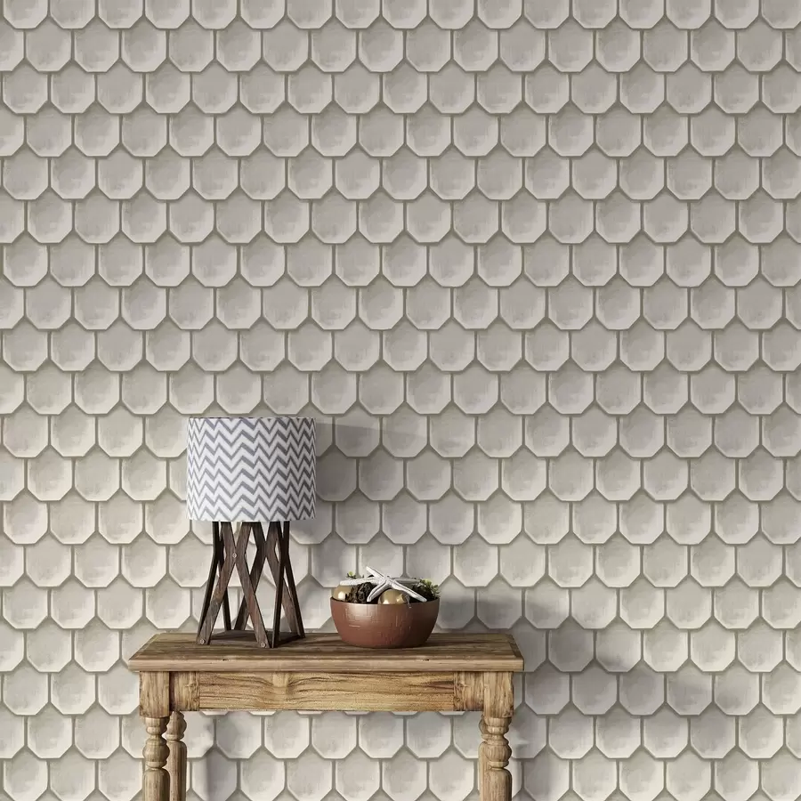 Papier peint Motif lumineux composé de rangées de carreaux octogonaux a01260