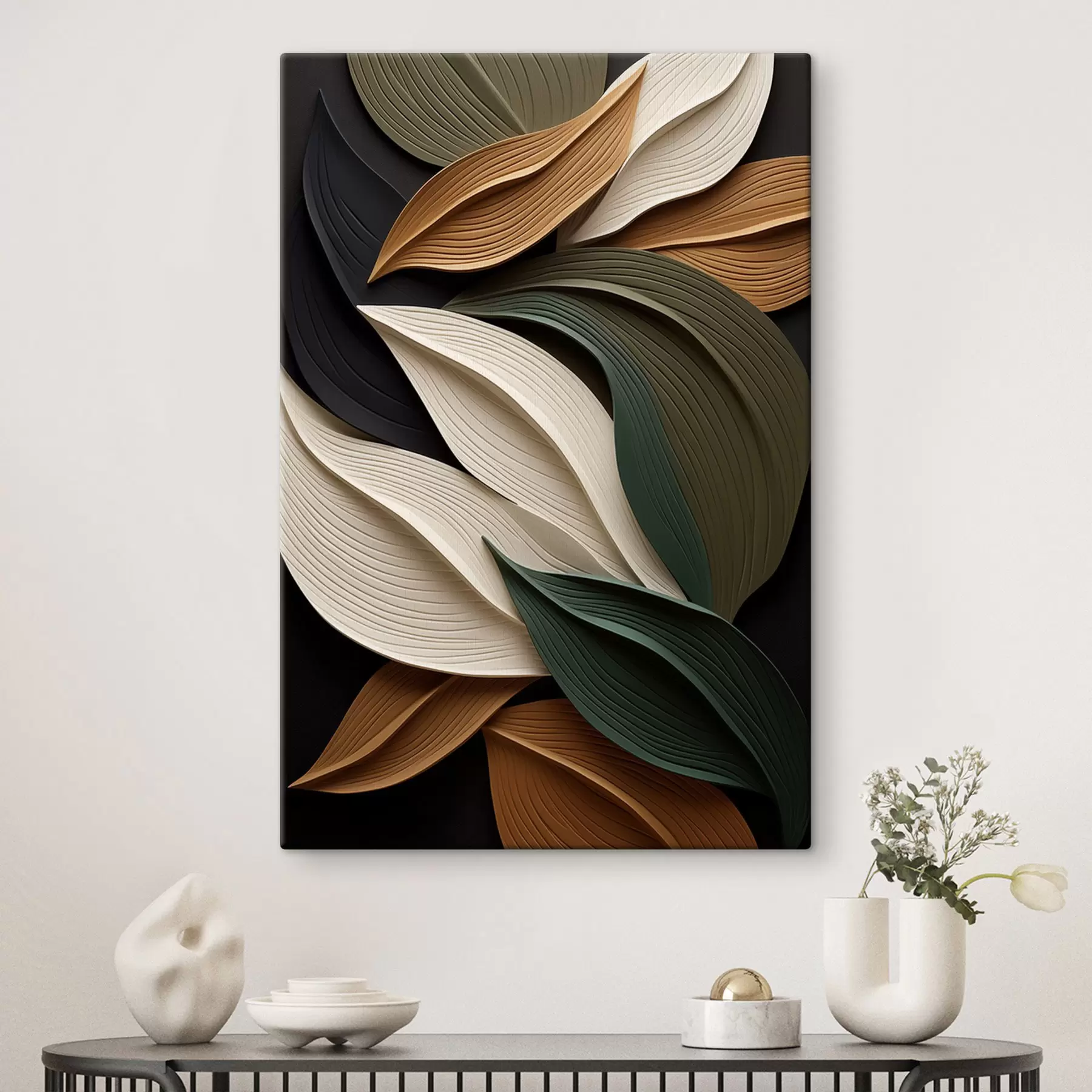 Tableau Feuilles aux tons forestiers s50630