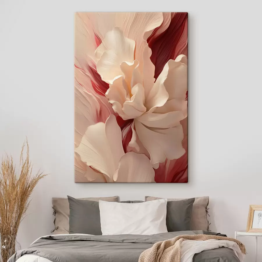 Tableau Des pétales délicats et superposés, rehaussés de touches de rouge et de rose s50634
