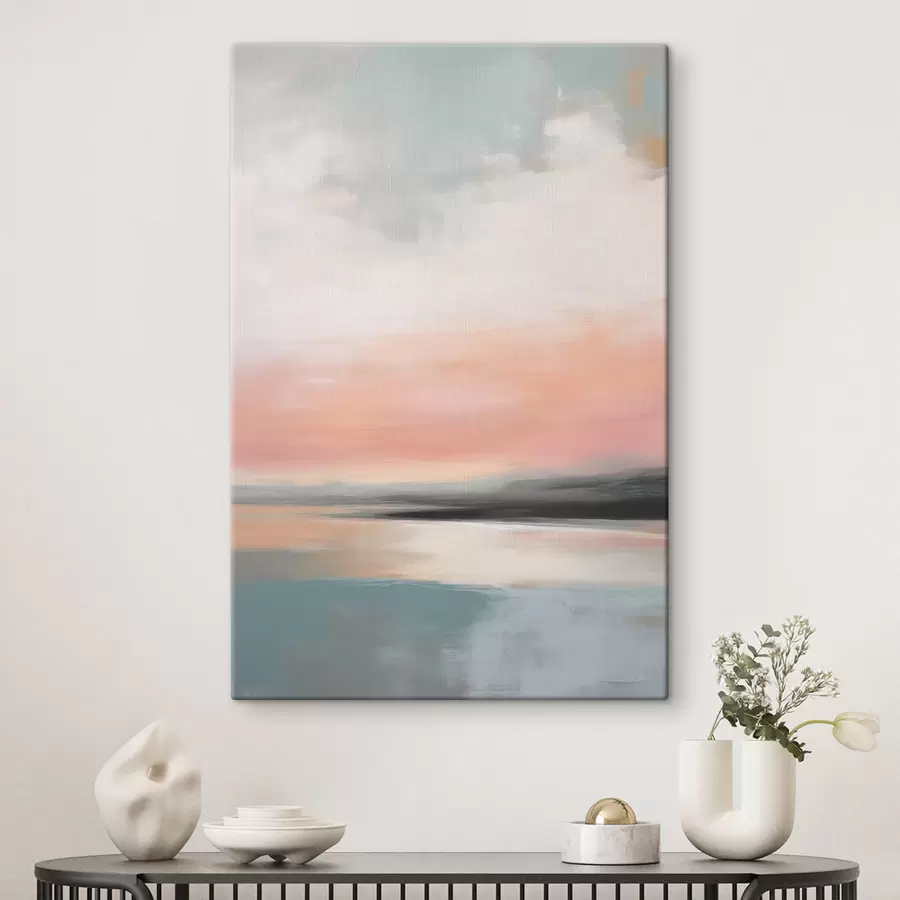 Tableau Paysage marin abstrait et minimaliste aux teintes pastel douces s50640