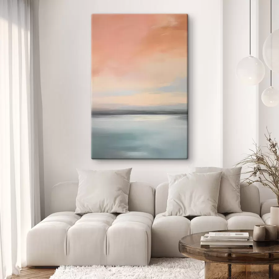 Tableau Paysage marin abstrait et minimaliste aux teintes pastel douces s50641