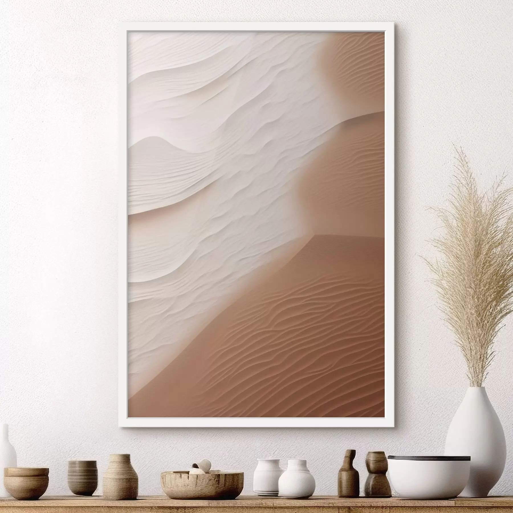 Papier peint Des dunes de sable ondulantes dans un désert, aux courbes et textures douces et fluides f50614