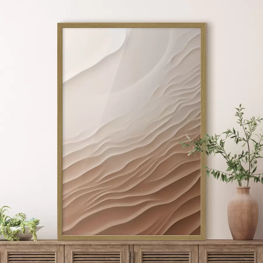 Papier peint Dunes de sable abstraites dans un désert, aux courbes douces et fluides et aux textures variées f50615