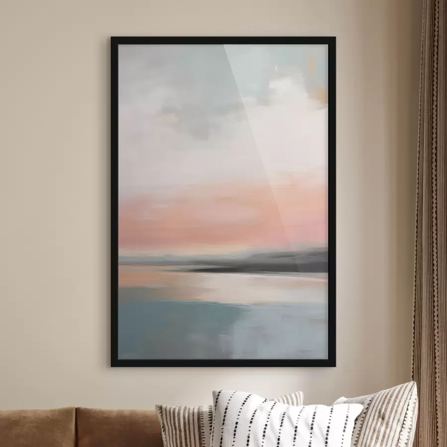 Papier peint Paysage marin abstrait et minimaliste aux teintes pastel douces f50640