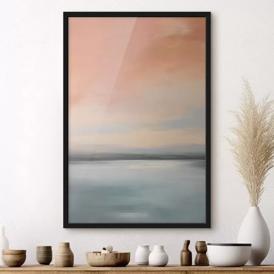 Papier peint Paysage marin abstrait et minimaliste aux teintes pastel douces f50641