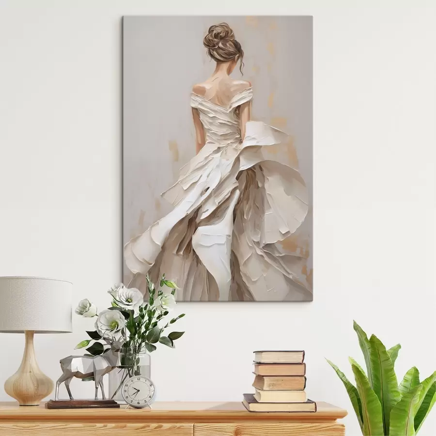Tableau Une jeune fille en robe, de dos s50659