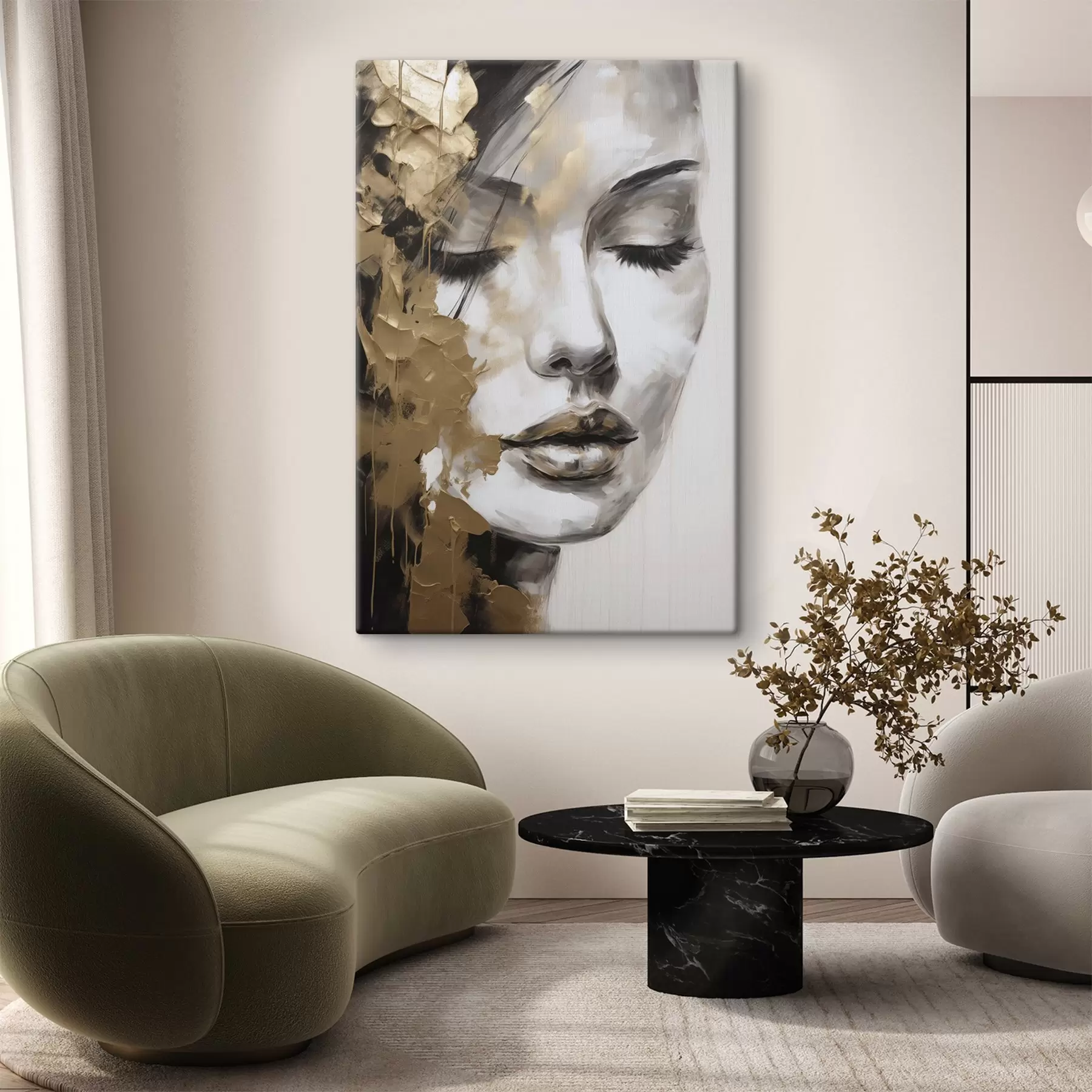 Tableau Portrait féminin abstrait s50660