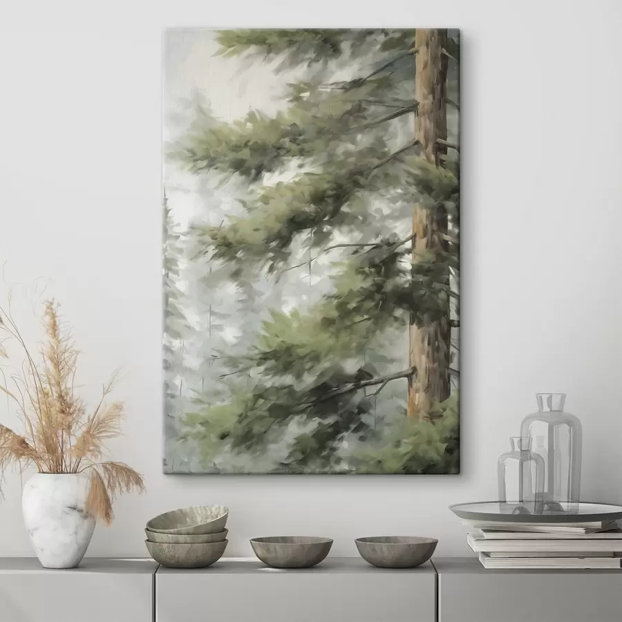Tableau Branches de pin, peinture imitant la nature s50662