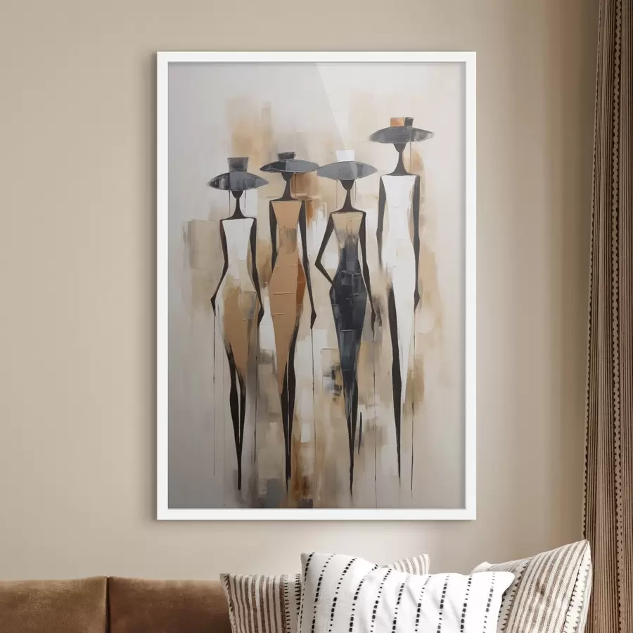 Papier peint Silhouettes abstraites de personnes, imitation de peinture f50665