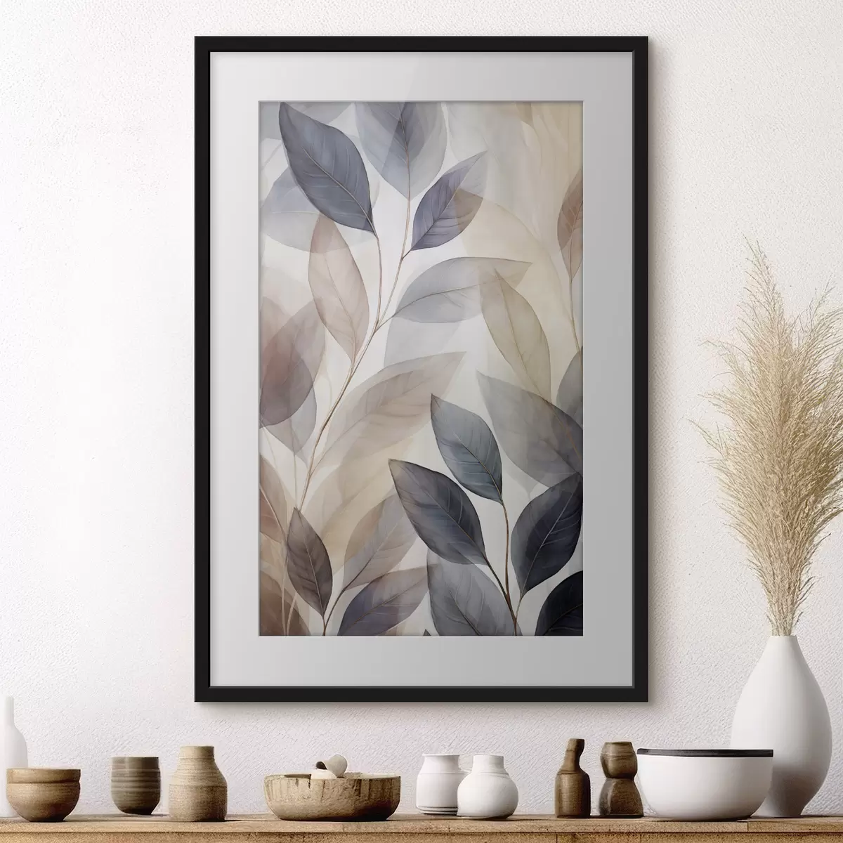 Poster Silhouettes abstraites de branches avec du feuillage f50667
