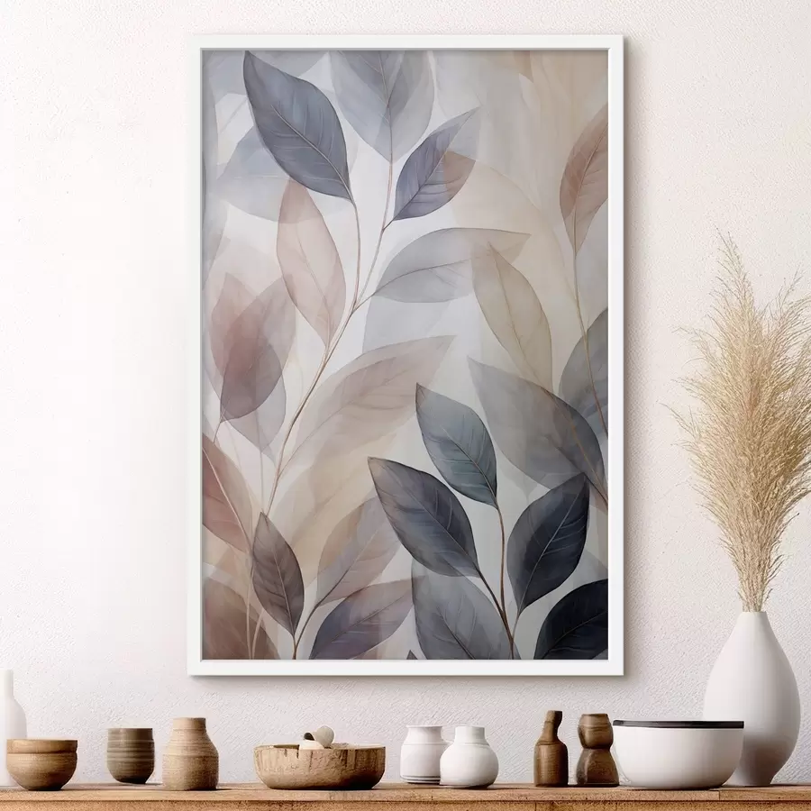 Papier peint Silhouettes abstraites de branches avec du feuillage f50667