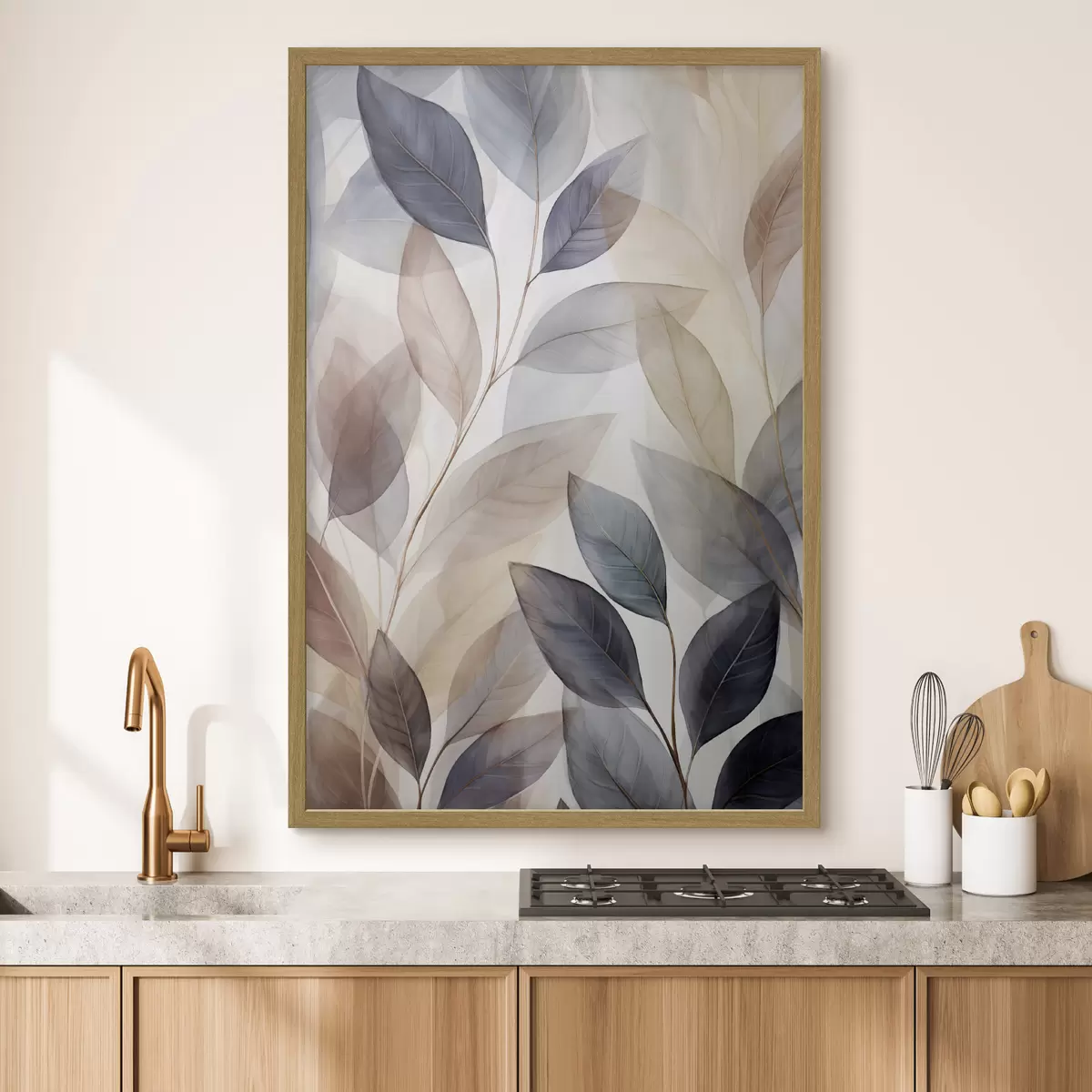 Poster Silhouettes abstraites de branches avec du feuillage f50667